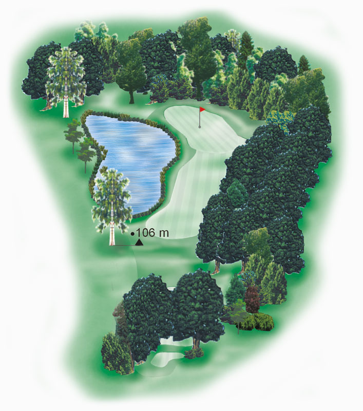 Birdiebook Karte Loch 2 mit Entfernungen Birdiebook Karte von Loch 2, inklusive Entfernungen zu den einzelnen Schlagzielen auf dem Golfplatz.