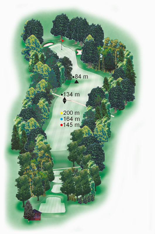 Birdiebook Karte Loch 3 mit Entfernungen Birdiebook Karte von Loch 3, die alle wichtigen Entfernungen für eine erfolgreiche Golfrunde darstellt.